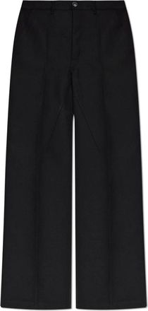Rick Owens Broeken, Heren, Zwart, W32, Wol, Woolen pantalon met wijde pijpen