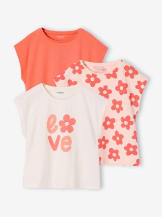 Vertbaudet 3er-Pack M&auml;dchen T-Shirts BASIC Oeko-Tex pudrig rosa
