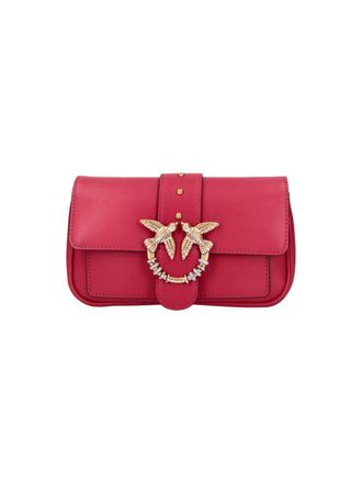 Pinko Red Leather One Love Pocket Shoulder Bag