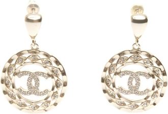 Chanel Orecchini tondi con strass 2024 - Oro