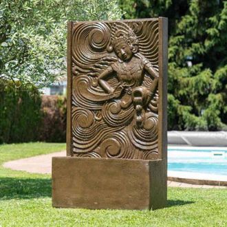 Wanda Collection Wanda Collection - Fuente Grande De Jard&iacute;&shy;n Pared De Agua Diosa Balinesa Marr&oacute;n 150 Cm