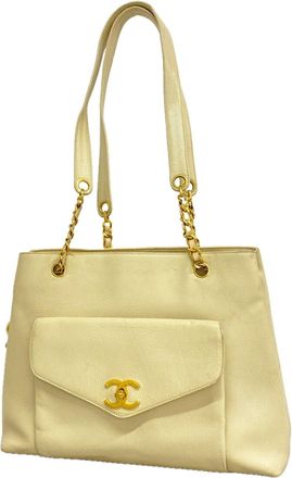 Chanel Ivory Grained Calfskin Tote Bag (Pre-Owned)