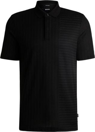 BOSS Mercerized-cotton polo shirt with mixed stripes