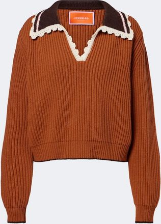 La DoubleJ Crochet-trimmed wool-blend polo sweater