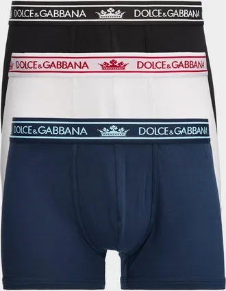 Dolce & Gabbana Men & apos;s Cotton Jersey Crown Logo 3-Pack Boxer Briefs