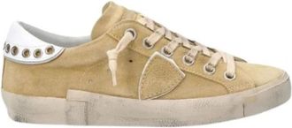 Philippe Model Lage Sneakers met Oogjesdetails - Heren - Sneakers - Beige - 38 EU - Leer - Schoenen
