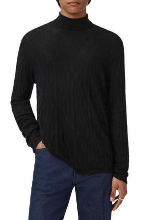 John Varvatos Alistair Broken Argyle Turtleneck Sweater in Black at Nordstrom Rack, Size Large