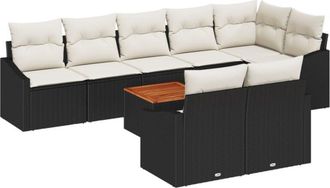 vidaXL Garden Sofa Set 9 pcs Black, white Vidaxl