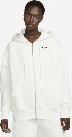 Nike Womens Nike Sportswear Phoenix Fleece Oversized Full-Zip Hoodie in White | DQ5758-133