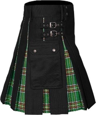 Generic Mens Kilt Utility Scottish Traditional Highland Dress Pleated Buckle Straps Kilts with Pockets Vintage Gothic Pleated Skirts Medieval Steampunk Cargo 