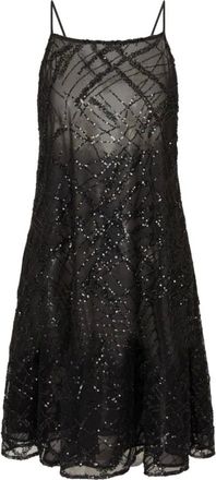 Emporio Armani Short Dresses, female, Black, Size: M Black Sequin Backless A-Line Dress