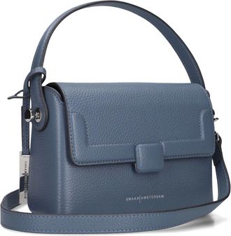 Smaak Tassen, Dames, Blauw, ONE Size, Leer, Blauwe Leren Schoudertas Alan