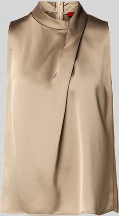 HUGO BOSS Relaxed Fit Blusentop aus Satin Modell CHELINA-1 in Beige, Gr&ouml;&szlig;e 42
