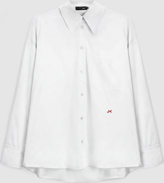 Jeanne Vouland Chemise Pauli Oversize Popeline Blanc Logo Rouge