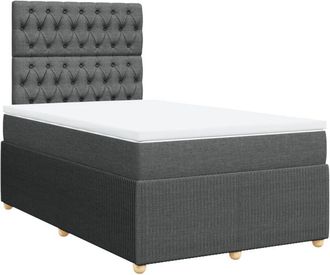vidaXL Cama Box Spring Con Colch&oacute;n Tela Gris Oscuro 120x200 Cm Vidaxl