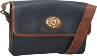 Burberry Pre-owned Vintage PVC Shoulder Bag - Dames - Vintage Schoudertas - Blauw - ONE Size - Leer - Vintage