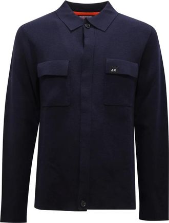Sun 68 Heren, Overhemden, Blauw, Maat: XL Wol