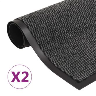 vidaXL Vidaxl - Alfombras De Entrada Rectangulares De Nudo 2 Uds Gris 90x150 Cm