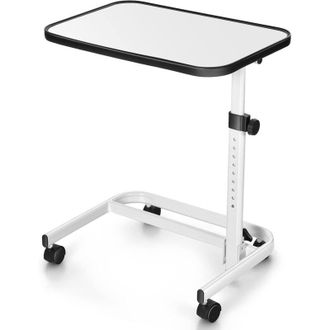 Costway Costway - Tavolino da Letto e Divano con Ruote Bloccabili, Tavolino Porta pc con Altezza Regolabile in 9 Posizioni e Piano Inclinabile, Tavolino