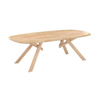 Rendez-Vous D&eacute;co Mesa rectangular de madera maciza de hevea clara 8 personas