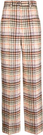 Sonia Rykiel checked felted wool straight-leg trousers - women - Wool/Horse Hair/Viscose - 36 - Brown
