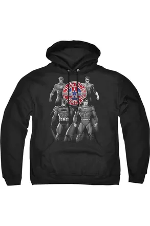 Gildan Justice League of America Shades Of Gray Adult Pull Over Hoodie / Hooded Sweatshirt