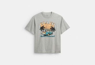 Coach Mens Van Relaxed T-Shirt in Grey, Size X-Large | Organic Cotton