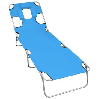 vidaXL Vidaxl - Tumbona Plegable Con Coj&iacute;n Para La Cabeza Acero Azul Turquesa