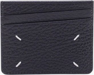 Maison Margiela Womens Card Holder Four Stitches Black Leather Wallets & Purses