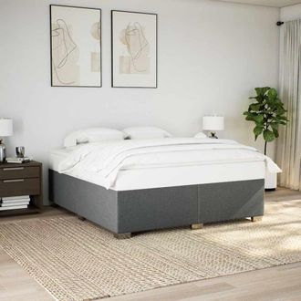 Berkfield Home Bed Frame without Mattress Dark Grey&not;Super King Fabric in Grey | Size: Super King