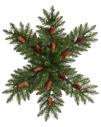 Nearly Natural 30In. Pre-Lit Snowflake Artificial Dunhill Fir Wreath
