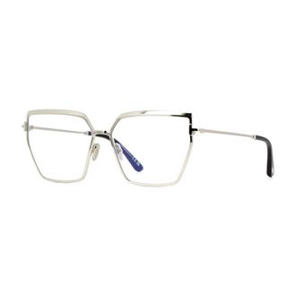 Tom Ford Eyeglasses Butterfly Full Rim, Shiny Palladium Frame And Clear Blue Light Block Lens Ft5946-B016