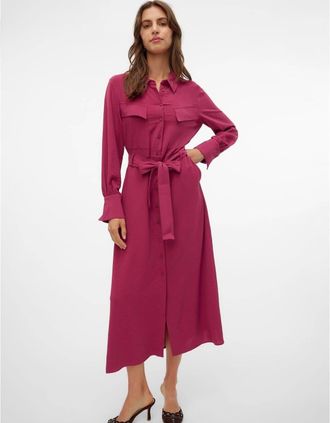 Vero Moda Womens Olla Collared Neck Midi Dress - Size: 10