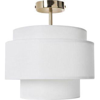 Beliani Lampadario con base in metallo e paralume in tessuto bianco sporco Lukago