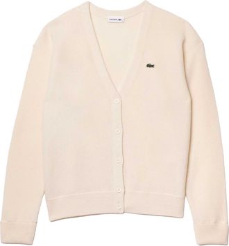 Lacoste Dames Essenti&euml;le Katoenen Cardigan (Cr&egrave;me)
