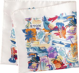 Eton Postcard Silk Twill Pocket Square in White at Nordstrom