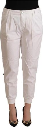 Met Witte Tapered Cropped Broek - Dames - Slim Fit Broeken - Wit - W30 - Katoen - Broeken