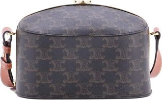 Celine Lunch Box Bag Triomphe Coated Canvas shoulder bag - Bruin