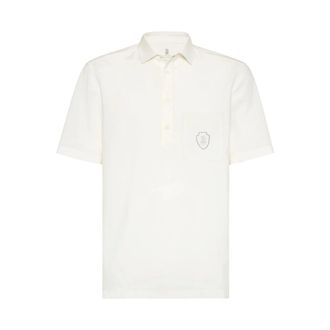 Brunello Cucinelli Brunello Cucinelli, Polo Shirts, male, White, Size: 2XL Chest Pocket Polo Shirt