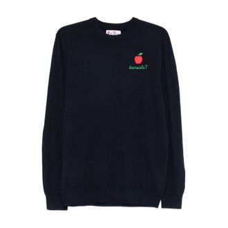 MC2 Saint Barth Round-neck Knitwear, male, Blue, Size: XL Heron Light Crewneck Sweater