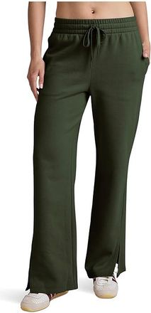 Beyond Yoga Luxefleece Side Slit Wide Leg Pants Womens Clothing Dark Olive : LG (US Womens 10-12), Cotton/Polyester