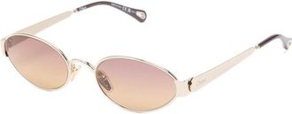 Chlo&eacute; Oval Metal Frame Sunglasses - Gold