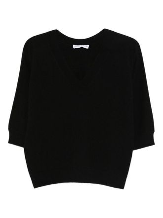 Tabaroni Cashmere Black Cashmere V-Neck Sweater