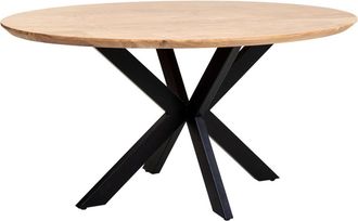 Wanderlust Deco Mesa de comedor ovalada borde suizo de madera de acacia 160x90x76