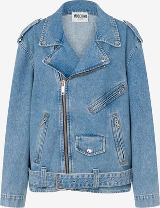 Moschino Cotton denim biker jacket - Blue
