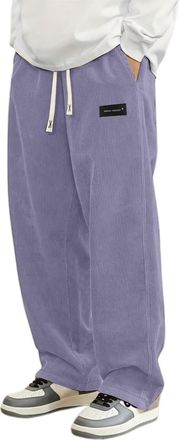 Generic DFEK Mens Corduroy Trousers Baggy Jeans Loose Fit Wide Leg Vintage Elastic Drawstring Waist Casual Lounge Sweatpants for Streetwear & Daily Wear (Ligh