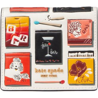 Kate Spade New York morgan matchbox embossed leather wallet in Parchment Multi at Nordstrom