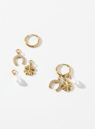Simons Womens Good luck charm Hoop Earrings