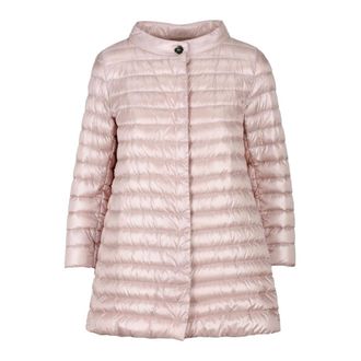 Herno Winter Jackets, female, Pink, Size: XS Lightweight Down Jacket with Snap Fastening