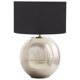 Beliani L&aacute;mpara De Mesa Moderna Pantalla De Lino De Algod&oacute;n Una Luz Base De Hierro Plateada Sobramati